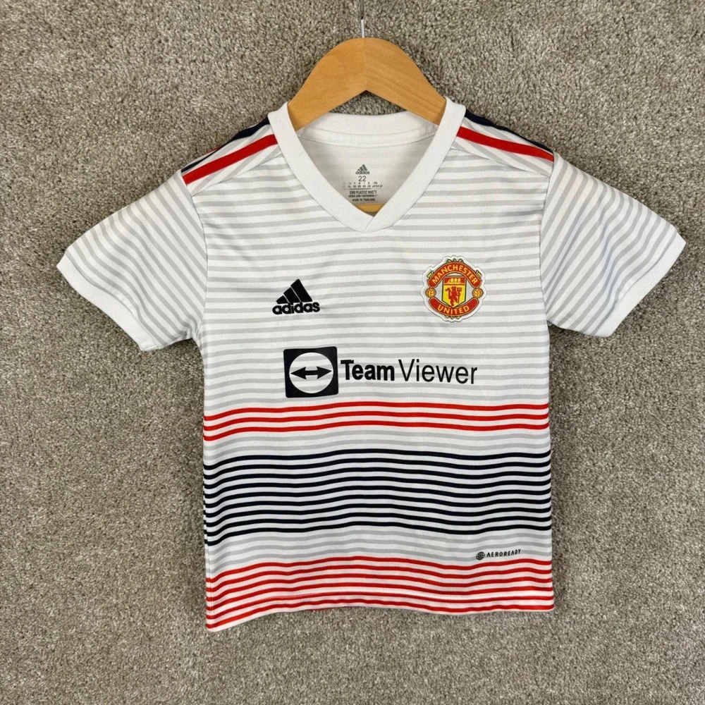 Adidas Manchester United 2021-22 Away‎ Jersey Youth Size 22 XS 5/6 Striped
